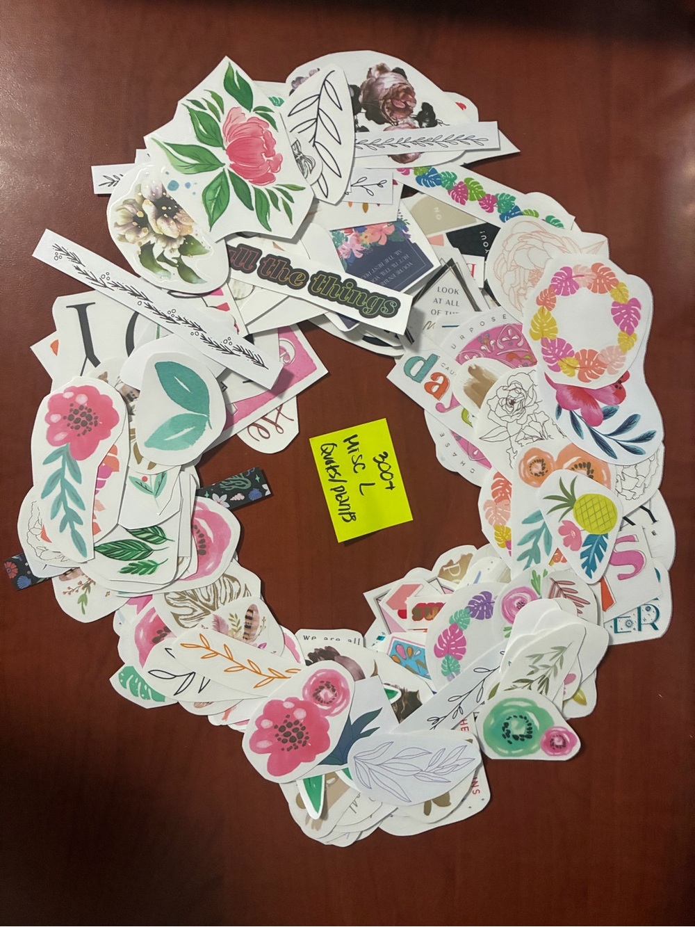 Floral Sticker Wreath Assortment - Pink and Green